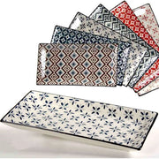 Trade Shop - Vassoio Rettangolare In Ceramica Decori Assortiti 24x12x1,8 Cm Cucina 737350 -