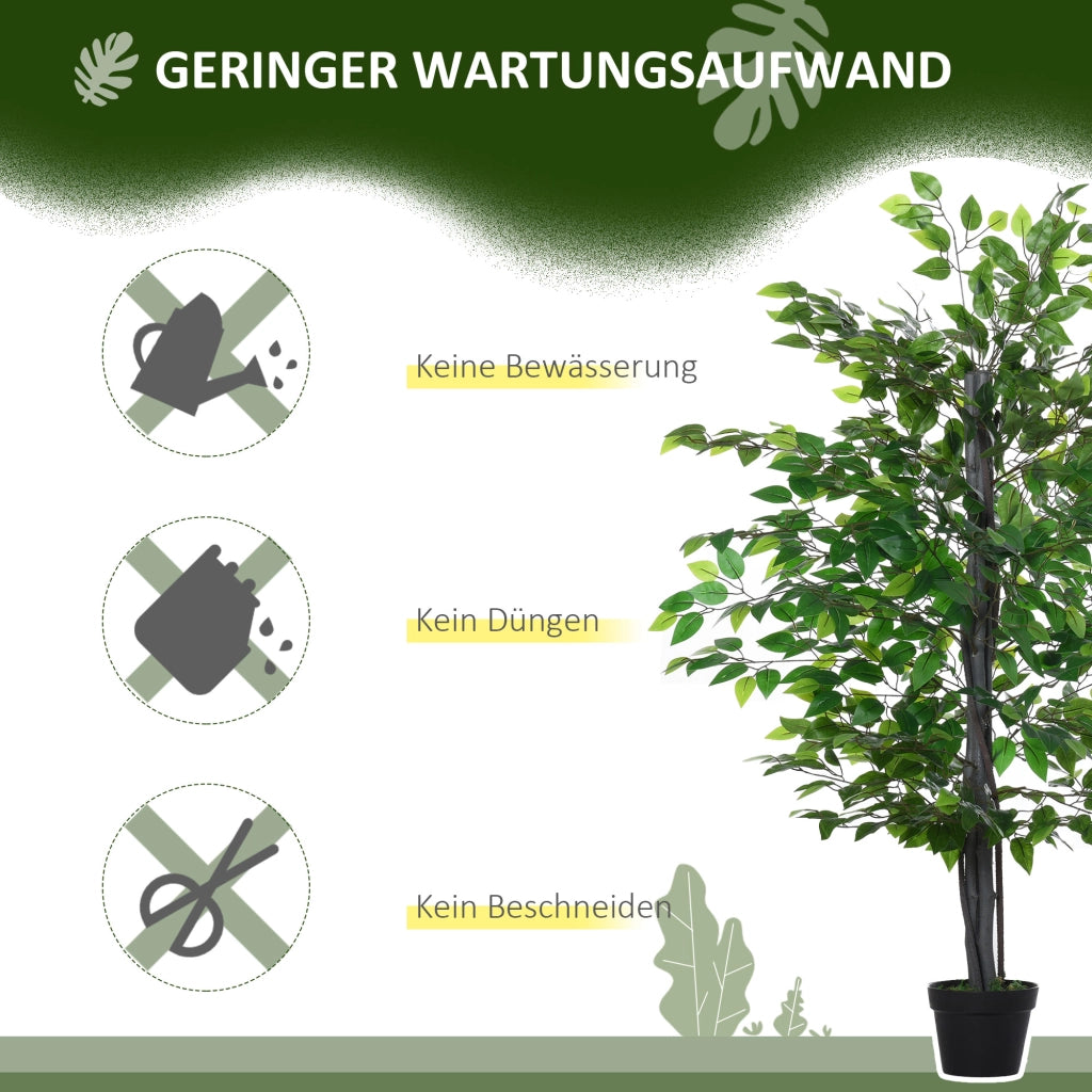 Ficus Artificiale Grande 145 cm ¨C zephmum ¨C Verde in Vaso Plastica