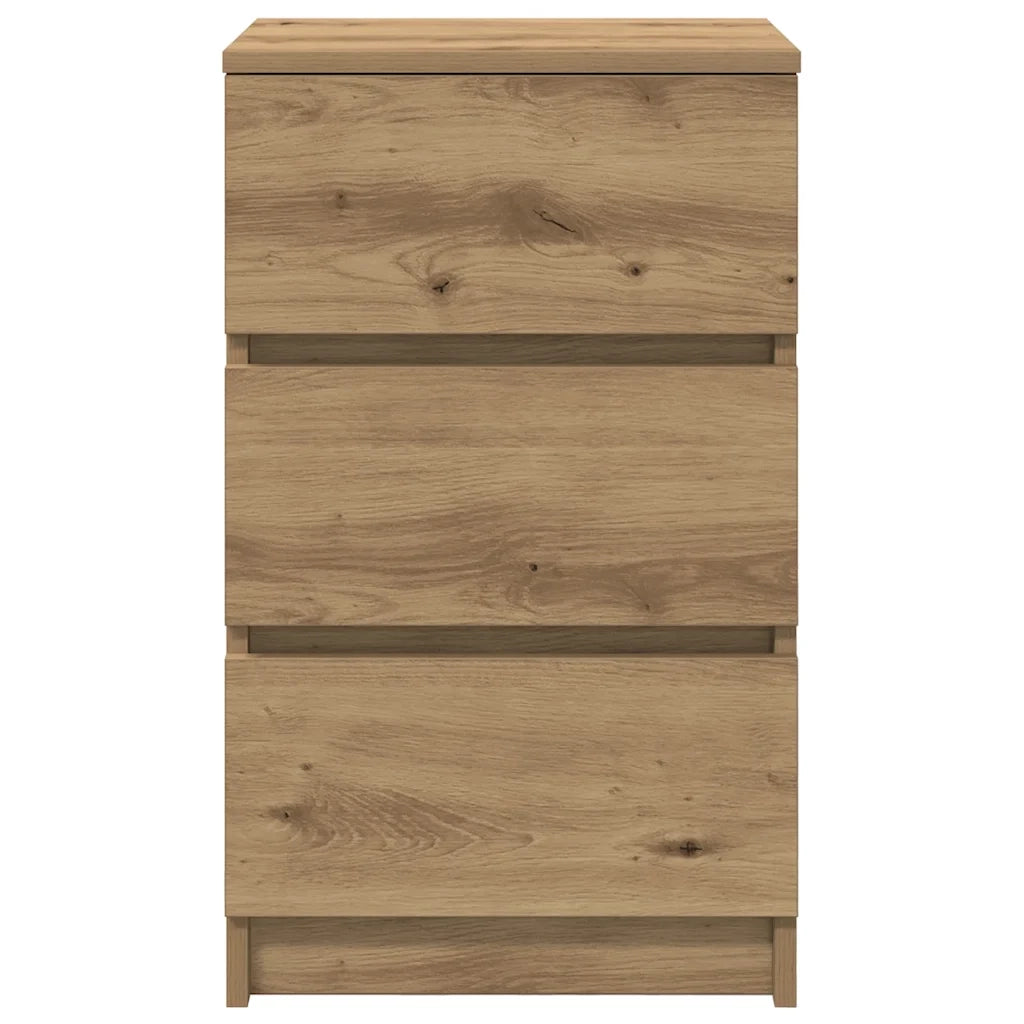 Comodino con 3 Cassetti Rovere Artigianale 39x35x65 cm 861353