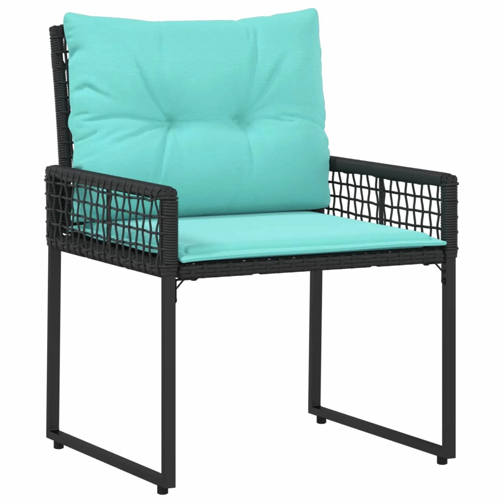 Set di Mobili da Esterno con cuscino 5 pz | Set Salotto da Giardino Nero e Turchese