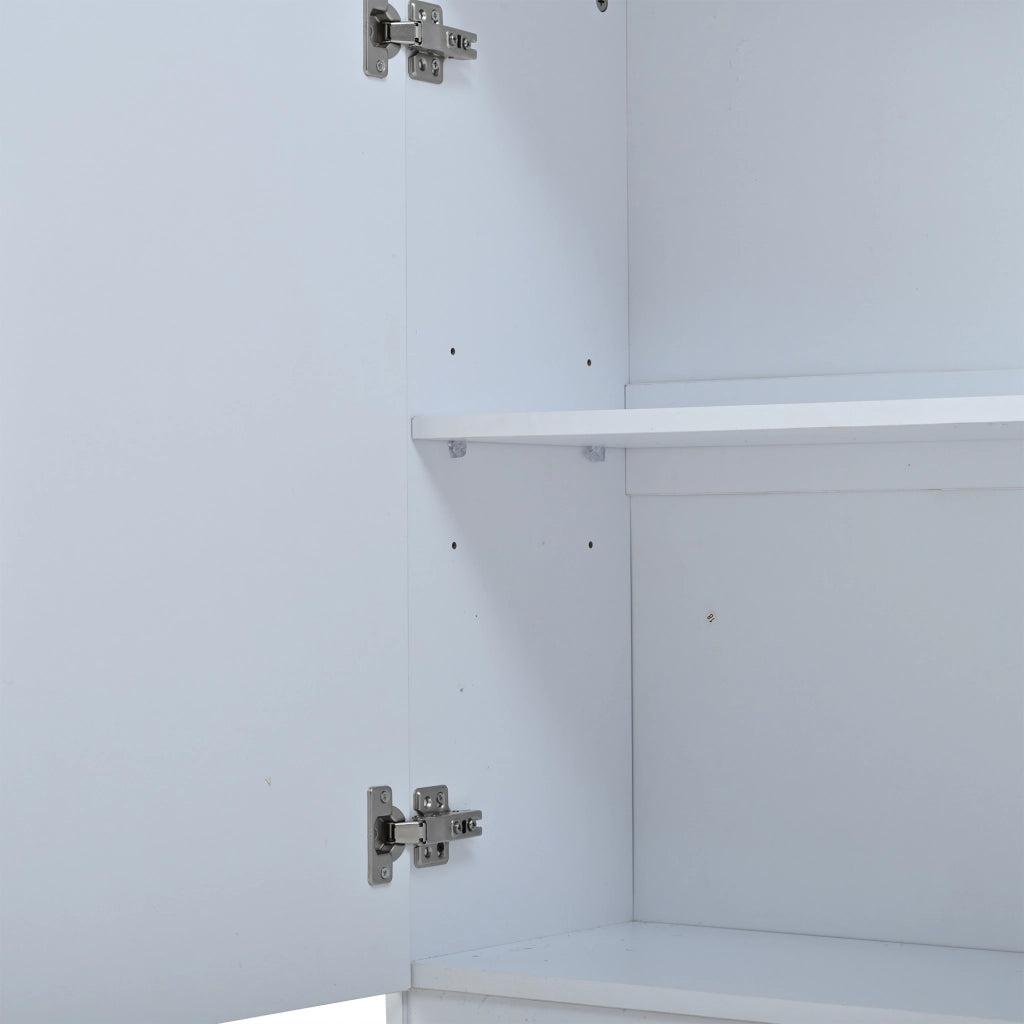 Vetrina moderna in legno truciolare con porte in vetro, LED regolabile, 80x30x200 cm, bianca