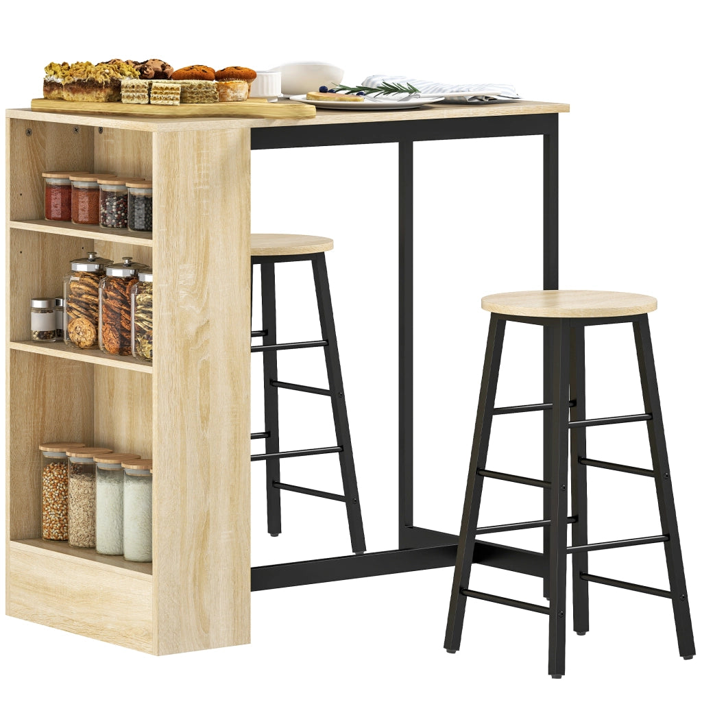 Set tavolo bar con 2 sedie ¨C Minimal ¨C marrone chiaro e nero