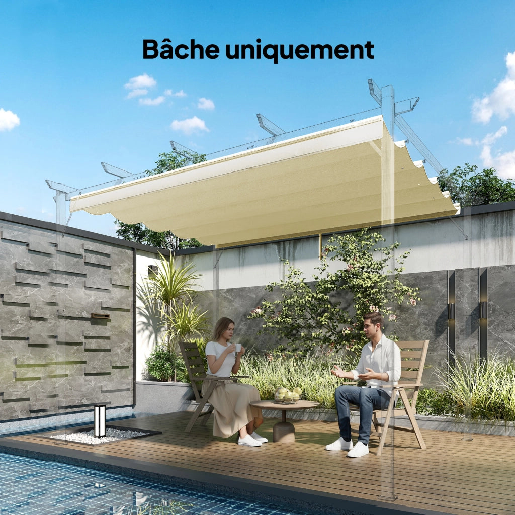 Telo di ricambio per pergola retrattile 3x3m ¨C Xylo ¨C 250x255cm crema