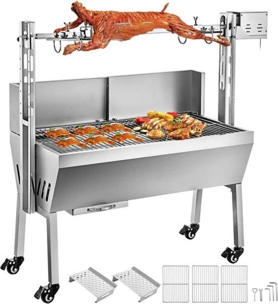 Griglia Rotisserie - Barbecue Esterno - Barbecue Elettrico - BBQ a Spiedo - Grill per Pollo