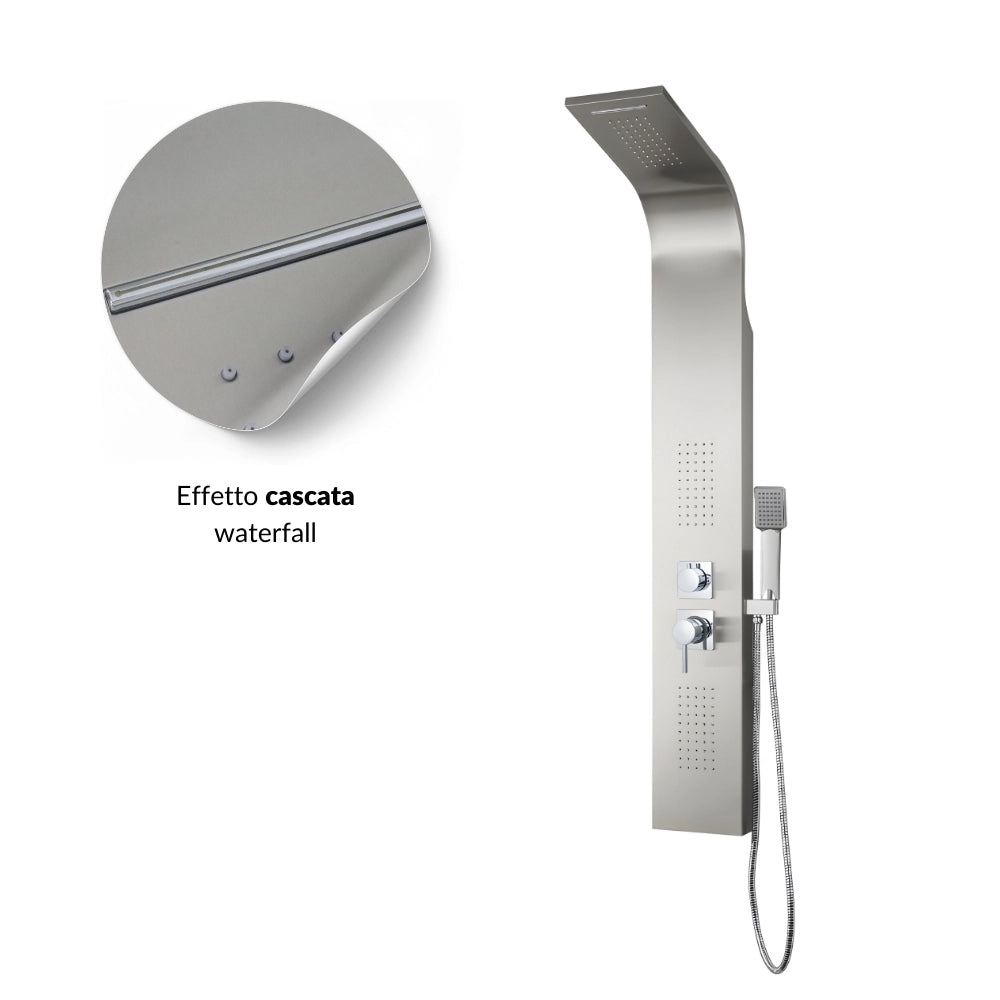 Colonna doccia astra in acciaio 4 funzioni getto cascata bocchette lombari *** finitura- spazzolato, confezione 1