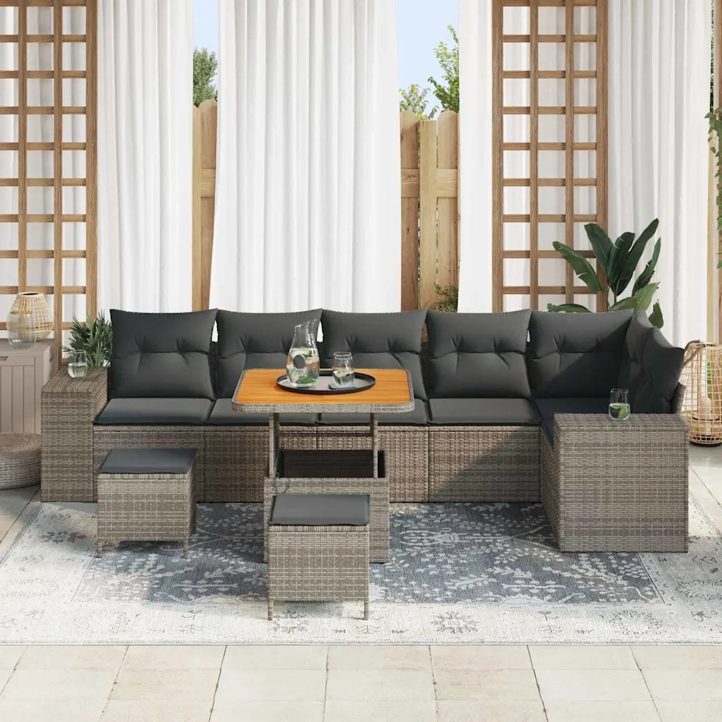 Set Divano da Giardino con cuscino 9 pcs Grigio polyrattan 3363973