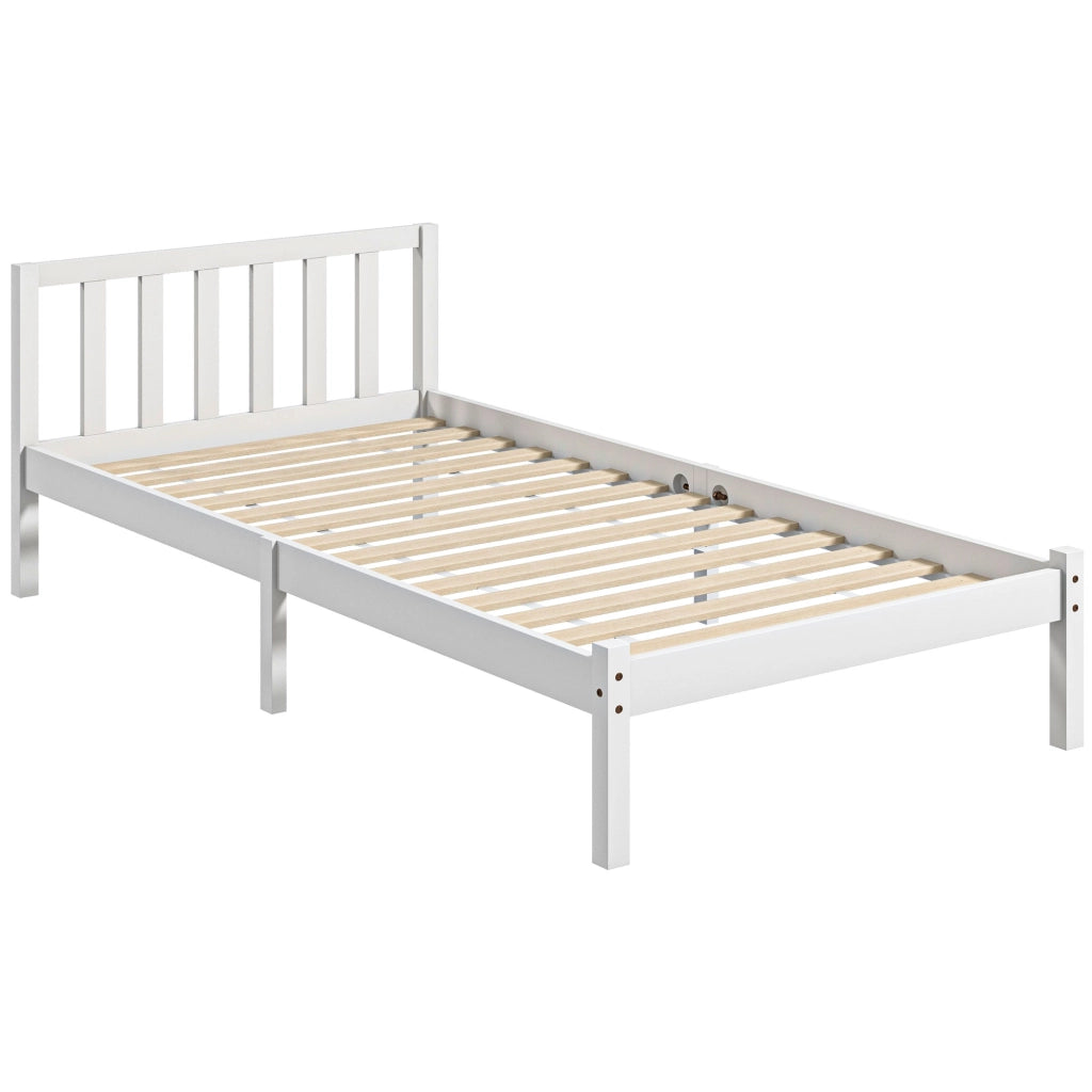 Letto singolo con testiera e rete a doghe ¨C zephmum ¨C in legno di pino bianco 208x96x70 cm