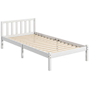 Letto singolo con testiera e rete a doghe ¨C zephmum ¨C in legno di pino bianco 208x96x70 cm