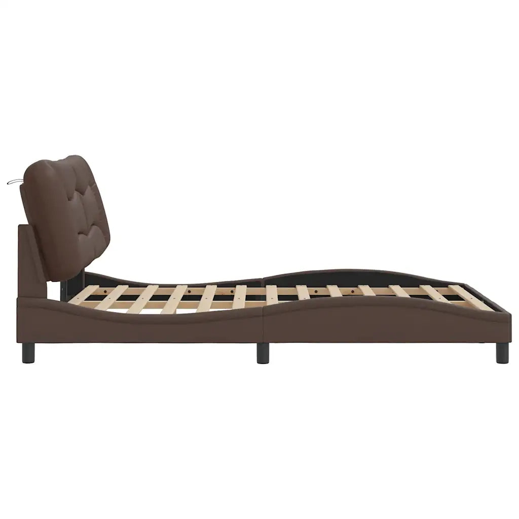 Giroletto con LED senza Materasso-Struttura Letto Hvar Marrone 140x190 cm
