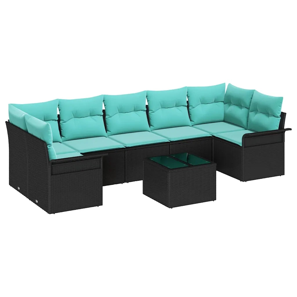Set Divano da Giardino 8 pcs Nero Poly Rattan 3345286