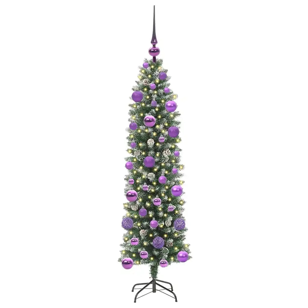Albero di Natale Artificiale Sottile Verde e Bianco 120 cm 3395275