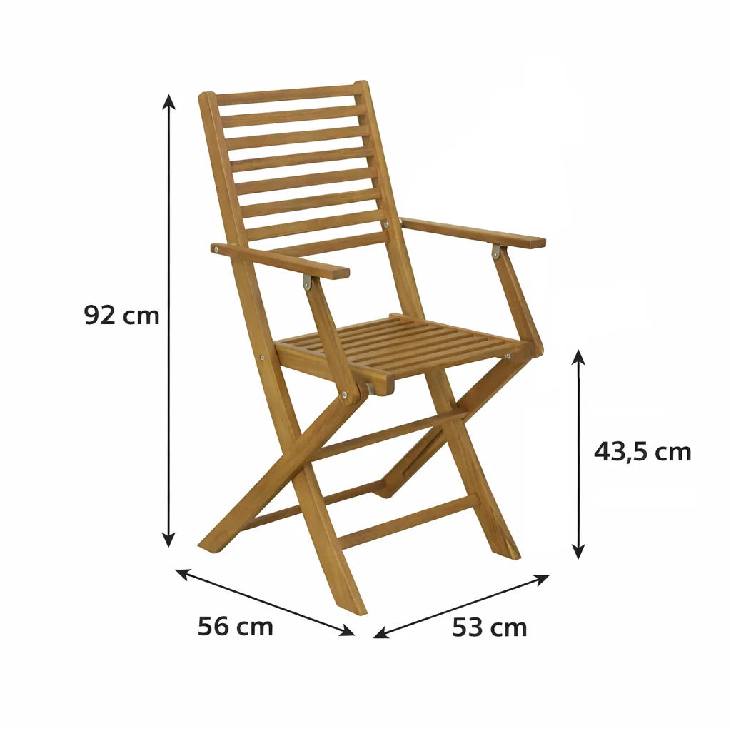 Set di 2 sedie pieghevoli da giardino Simo in legno di acacia, con dettagli in alluminio (56x53x92 cm)