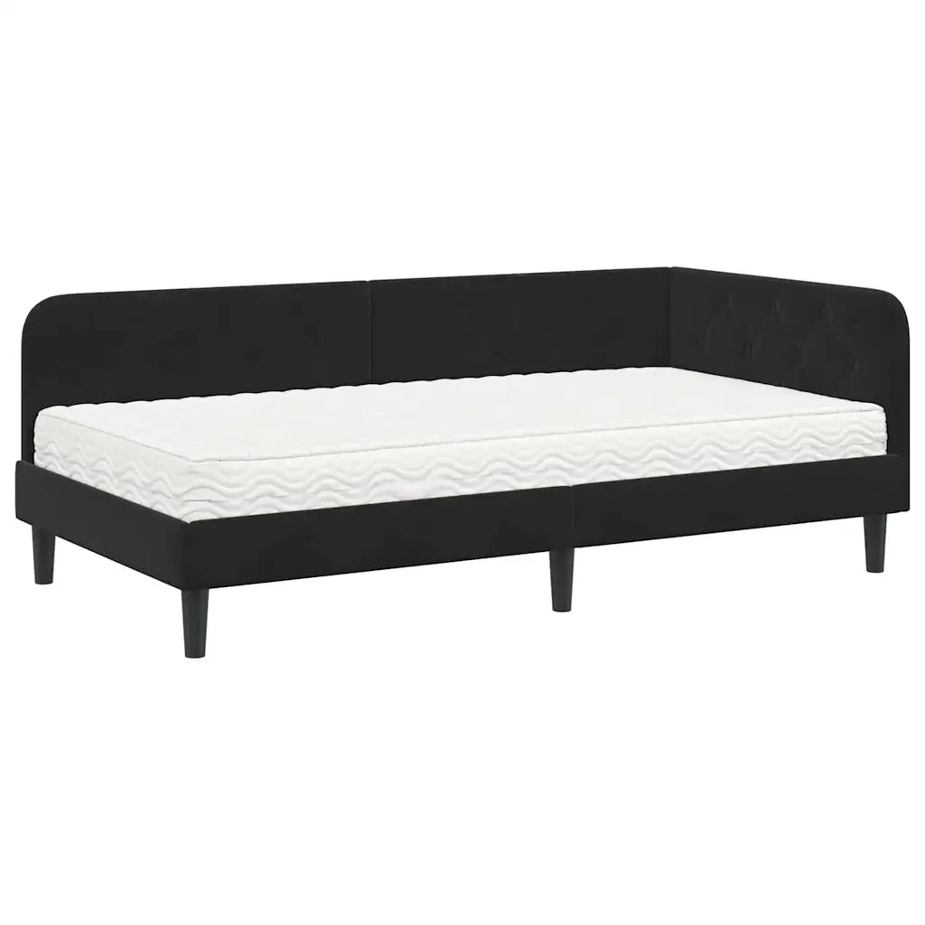 Cornice del letto ad angolo Nero 90 x 190 cm Velluto 3394149
