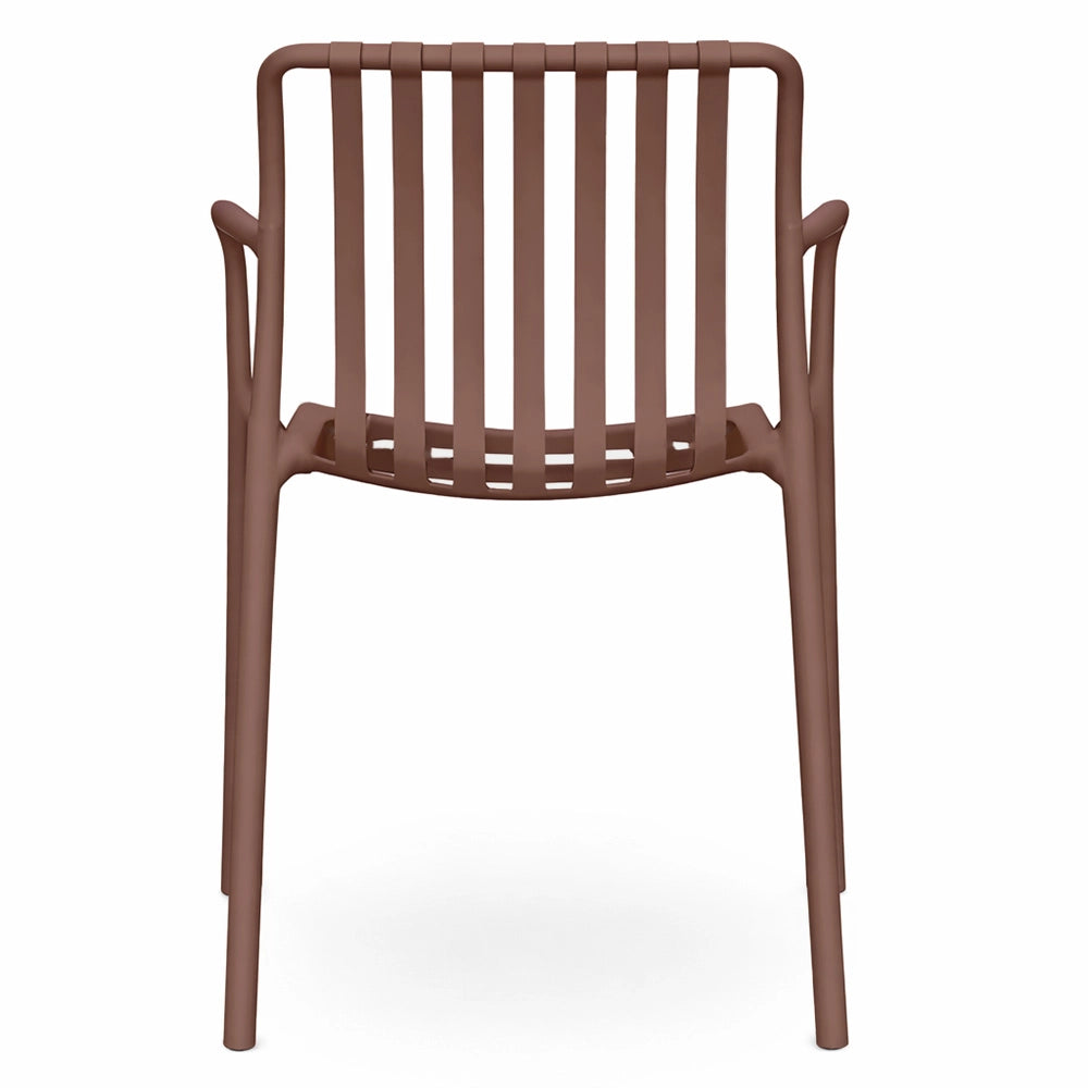 Sedia Iside da esterno in plastica marrone comfort premium con braccioli