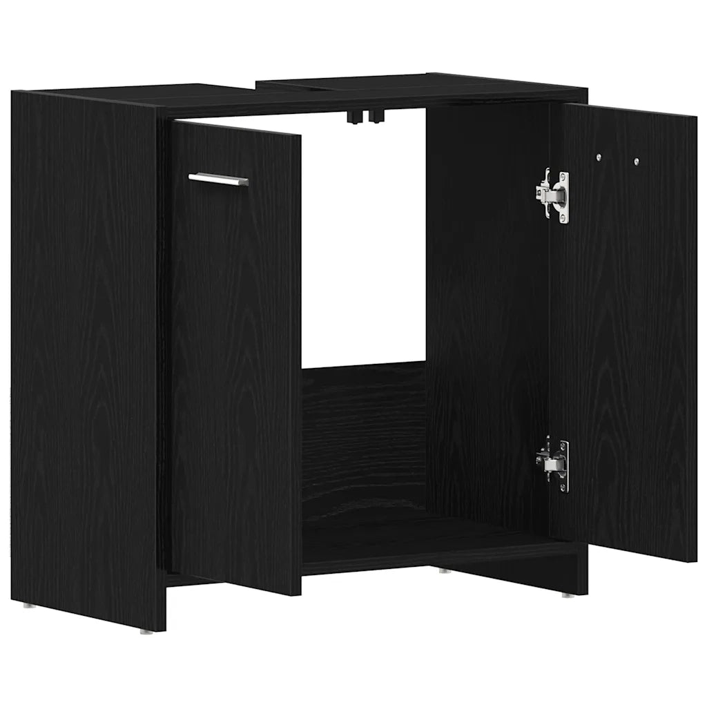 Mobile Lavabo Bagno Rovere Nero 60x30x60cm in Legno Multistrato 862013