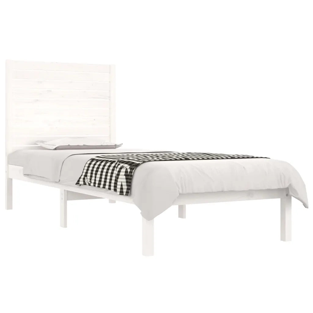 Giroletto-Struttura Letto Bianco in Legno Massello 75x190 cm Small Single 998893