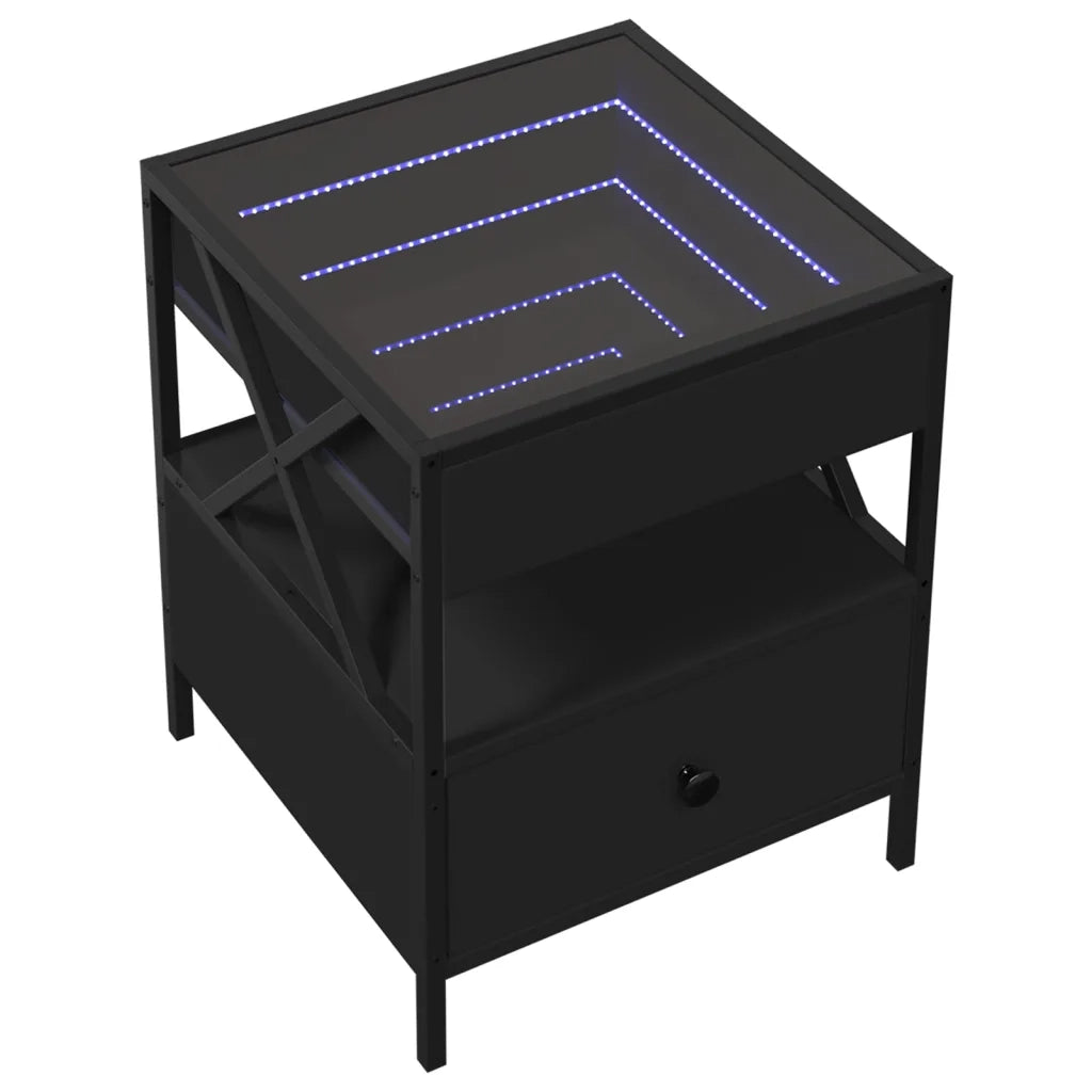 Tavolino da Salotto con LED-Tavolino da soggiorno Nero 40x40x30 cm