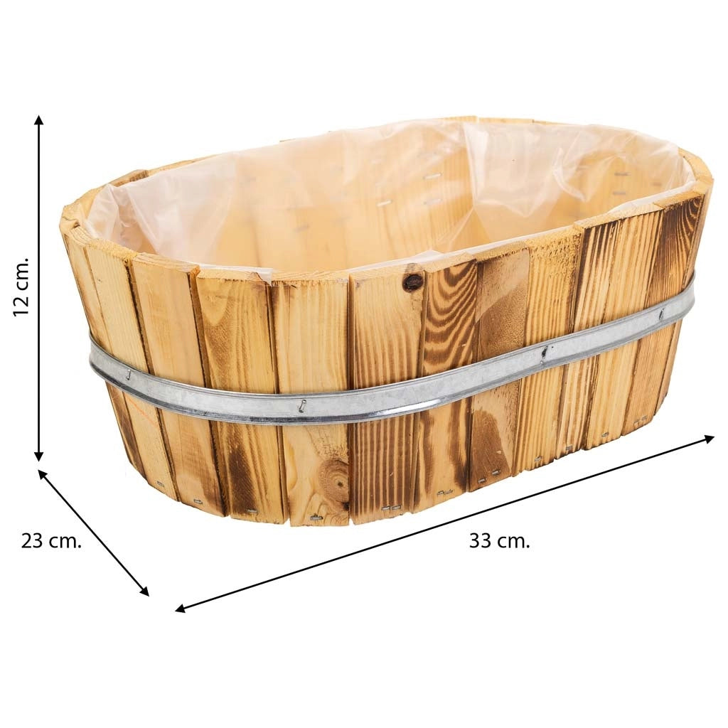 Cesto in legno e corda marrone 33x23x12h