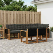 Set di divani da esterno con cuscino 7 pcs Naturale e Nero 3382008