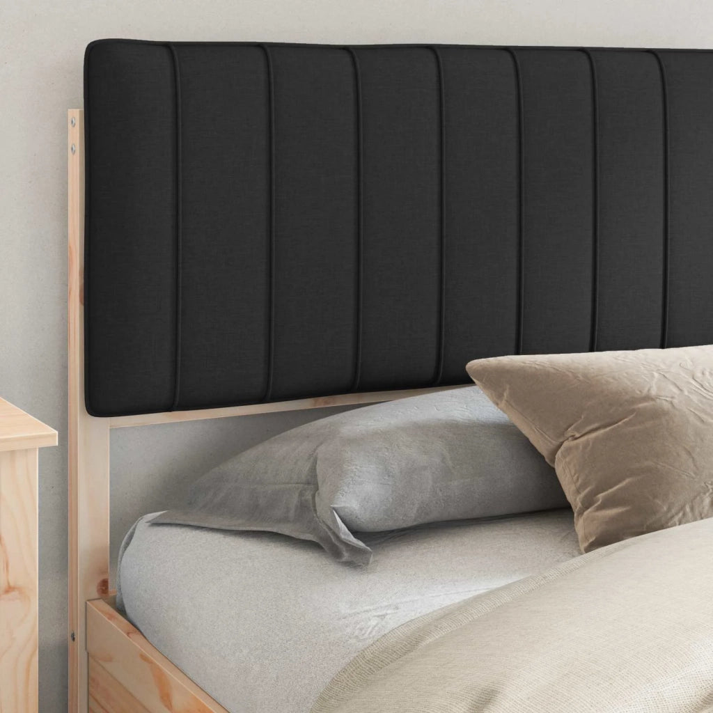 Letto con Testiera Rivestita Nero 200 x 200 cm Pino massello 3398211