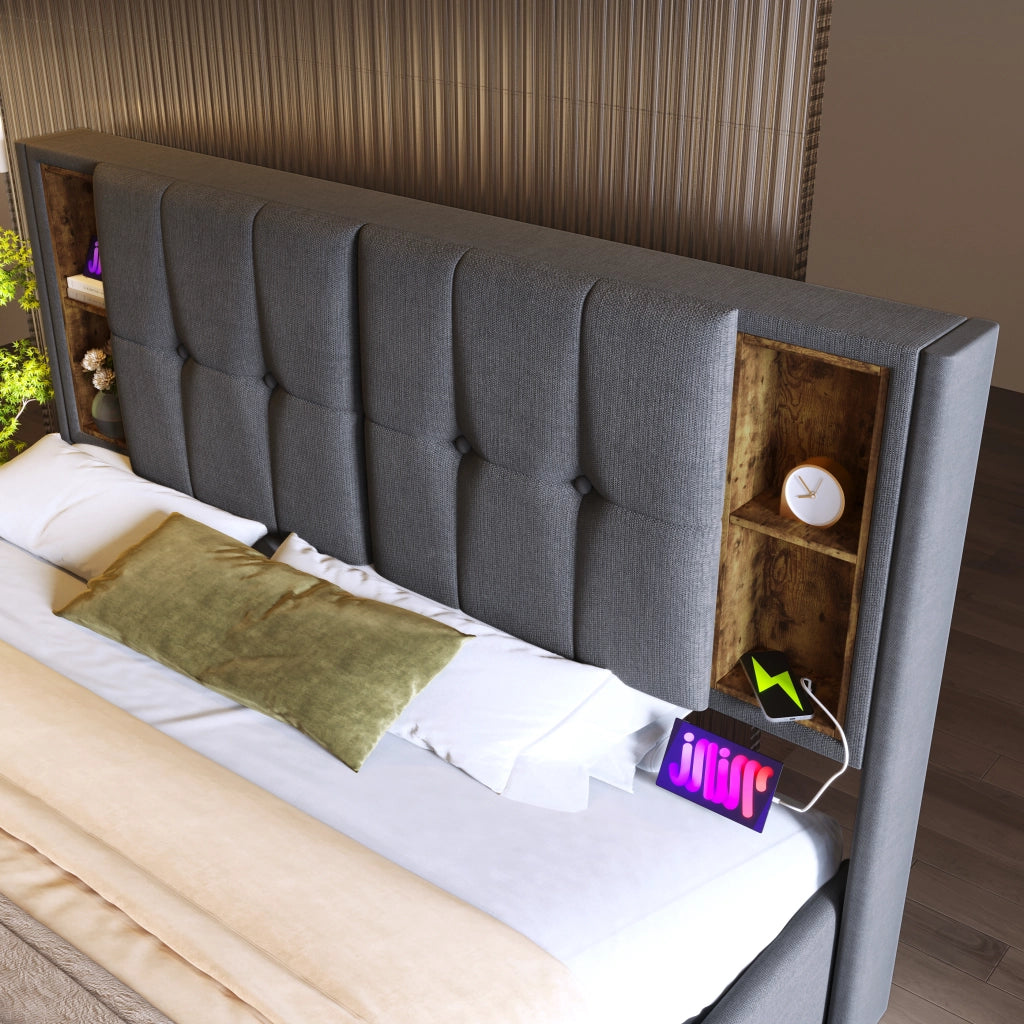 letto imbottito cotone grigio 140x200 cm