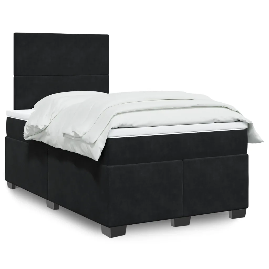 Giroletto a Molle con Materasso Nero 120x200 cm in Velluto