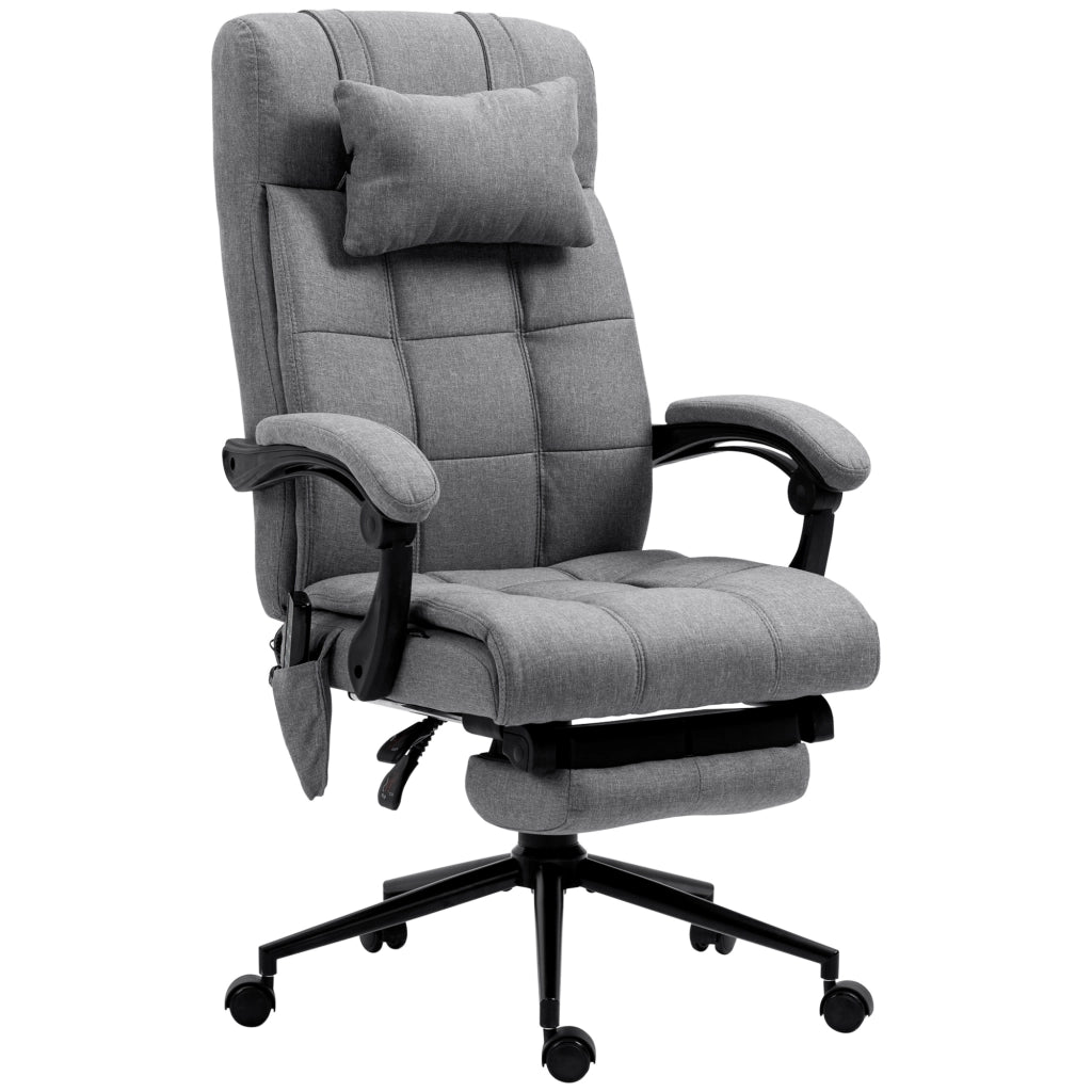 Sedia da ufficio con funzione massaggio, ergonomicamente regolabile in altezza, con riscaldamento lombare, poggiapiedi, poggiatesta, poliestere,