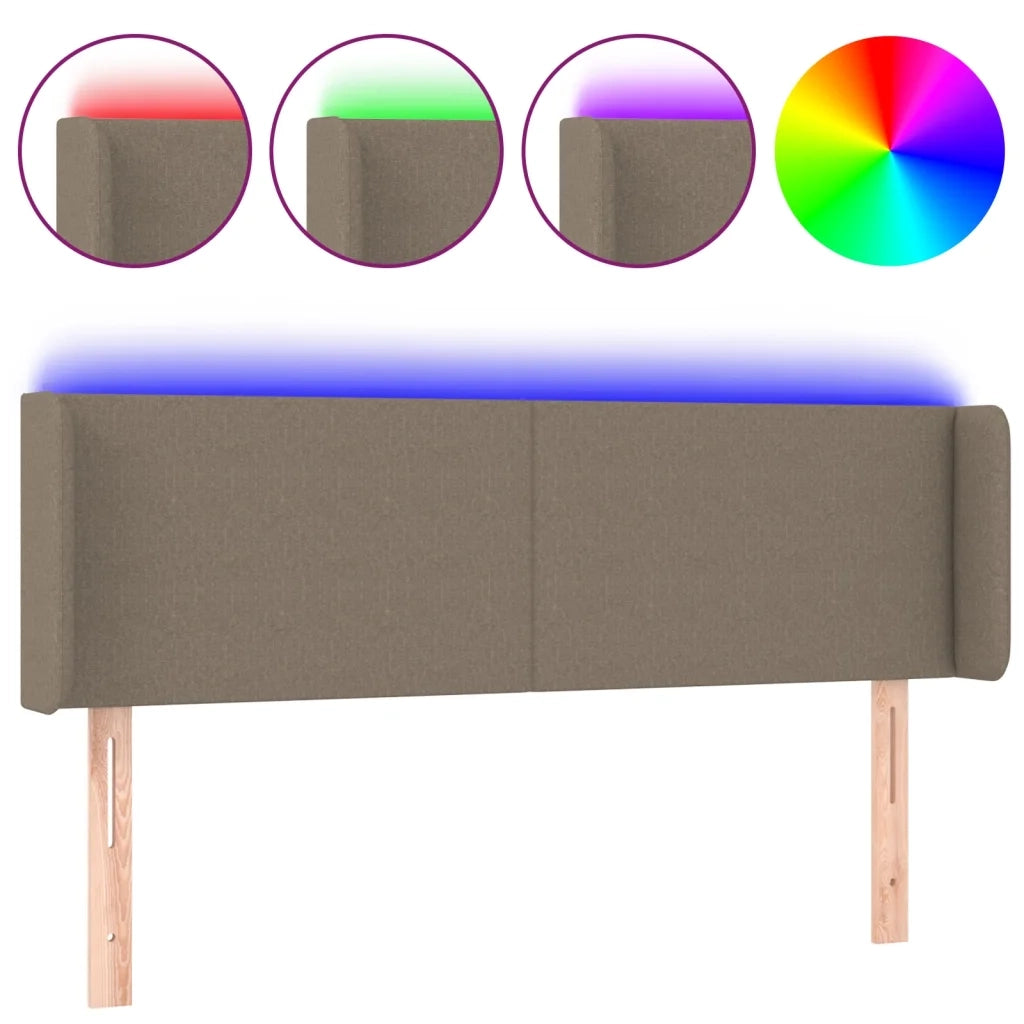 Testiera | Testata a LED Tortora 147x16x78/88 cm in Tessuto
