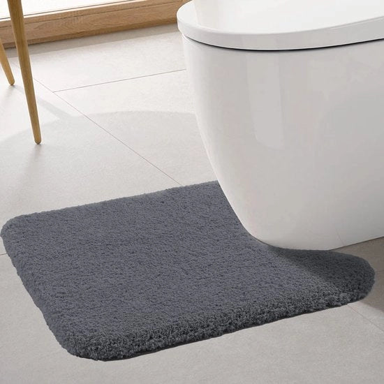 Tappeto per bagno estremamente spesso con foro Antiscivolo tappeto per bagno assorbente e resistente Stesso tappeto per bagno morbido Microfibra 50 x 60 cm, grigio scuro