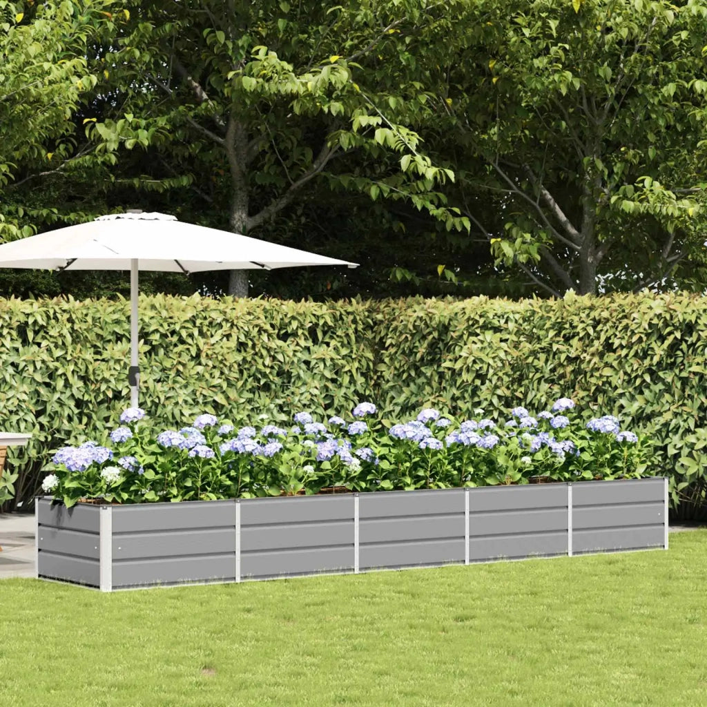 Fioriera | Cassetta per fiori | Vaso Grigio chiaro 400 x 80 x 45 cm Acciaio