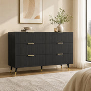 CREDENZA con 6 cassetti 120x77x40 cm truciolare nero e oro