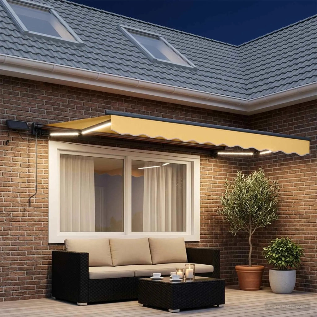 Cornice per Tenda Manuale con LED Sabbia 3,5 x 2,5 m 3426004