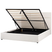 Letto ottomano Bianco Sporco Poliestere Rivestito 160 x 200 cm con Storage e Testata Mobili da Camera da Letto