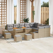Set Divano da Giardino con cuscino 13 pcs Beige Poly Rattan