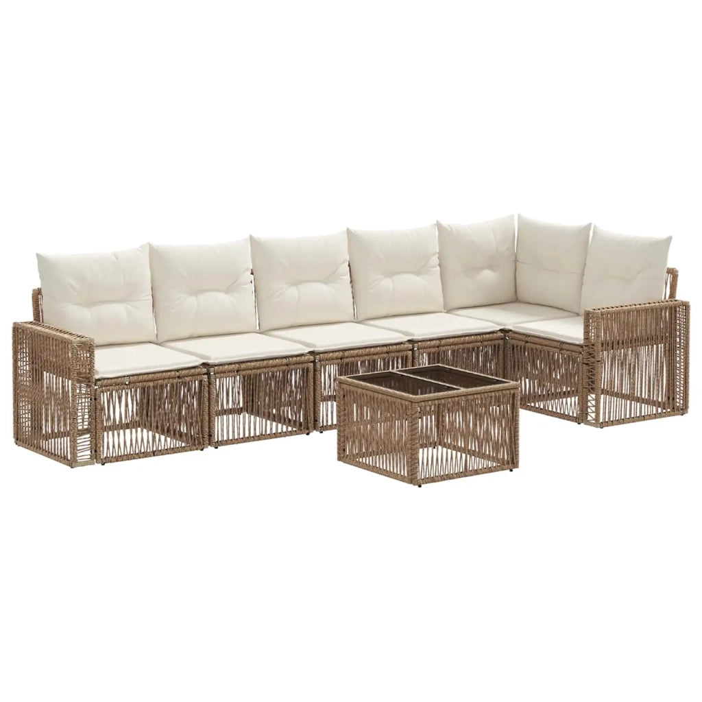 Set Divano da Giardino 7 pcs Beige e Bianco Crema polyrattan 3435132