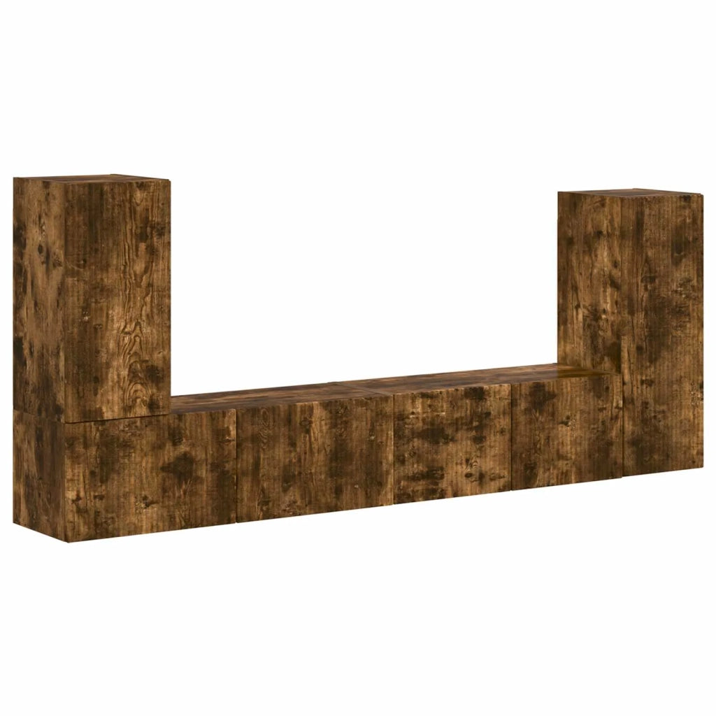 Set mobile TV 4 pz | Armadietto TV | Mobile Porta TV Rovere fum¨¦ Legno multistrato