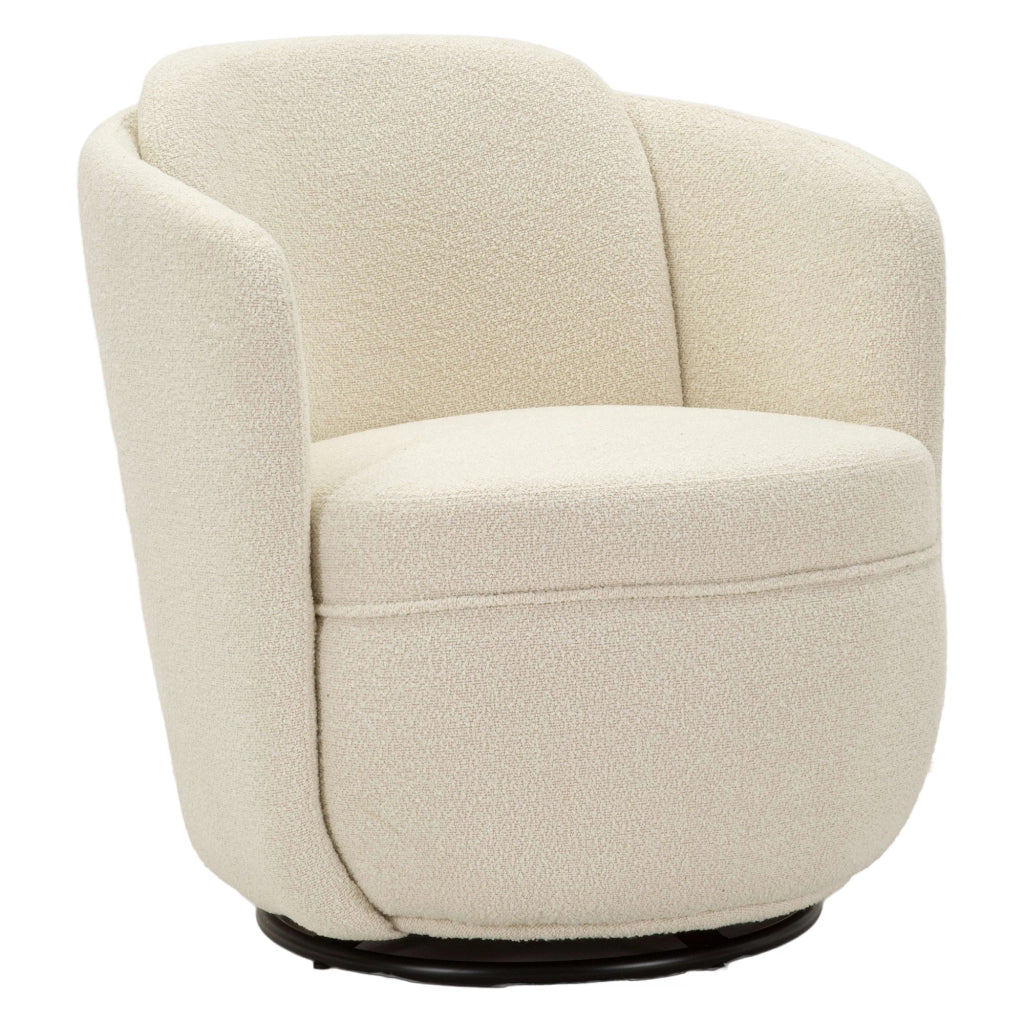 Poltroncina Morond, Poltrona Base Girevole, 70x72x75h cm Bianco Crema