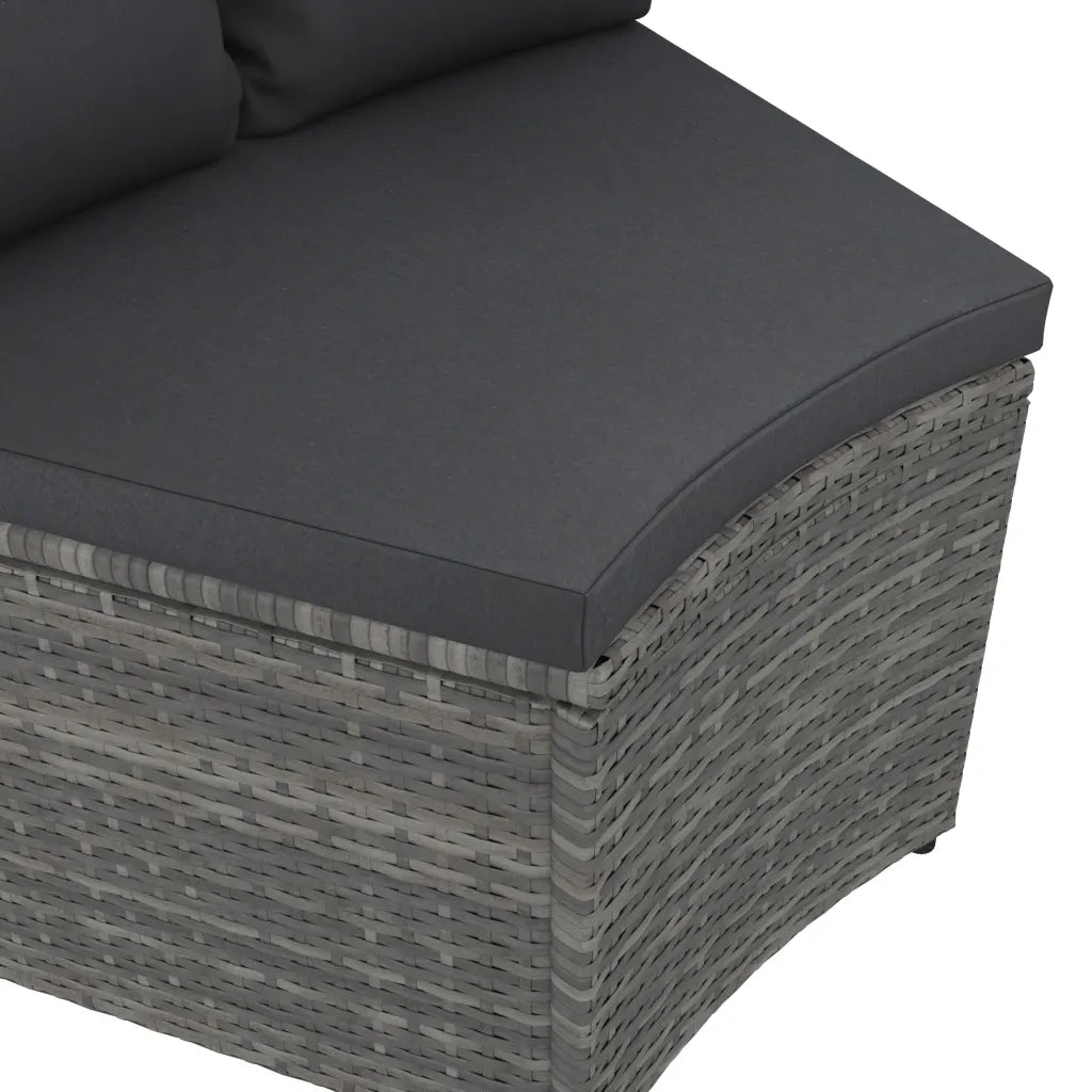 Set Divani da Giardino 4 pz con Cuscini in Polyrattan Grigio