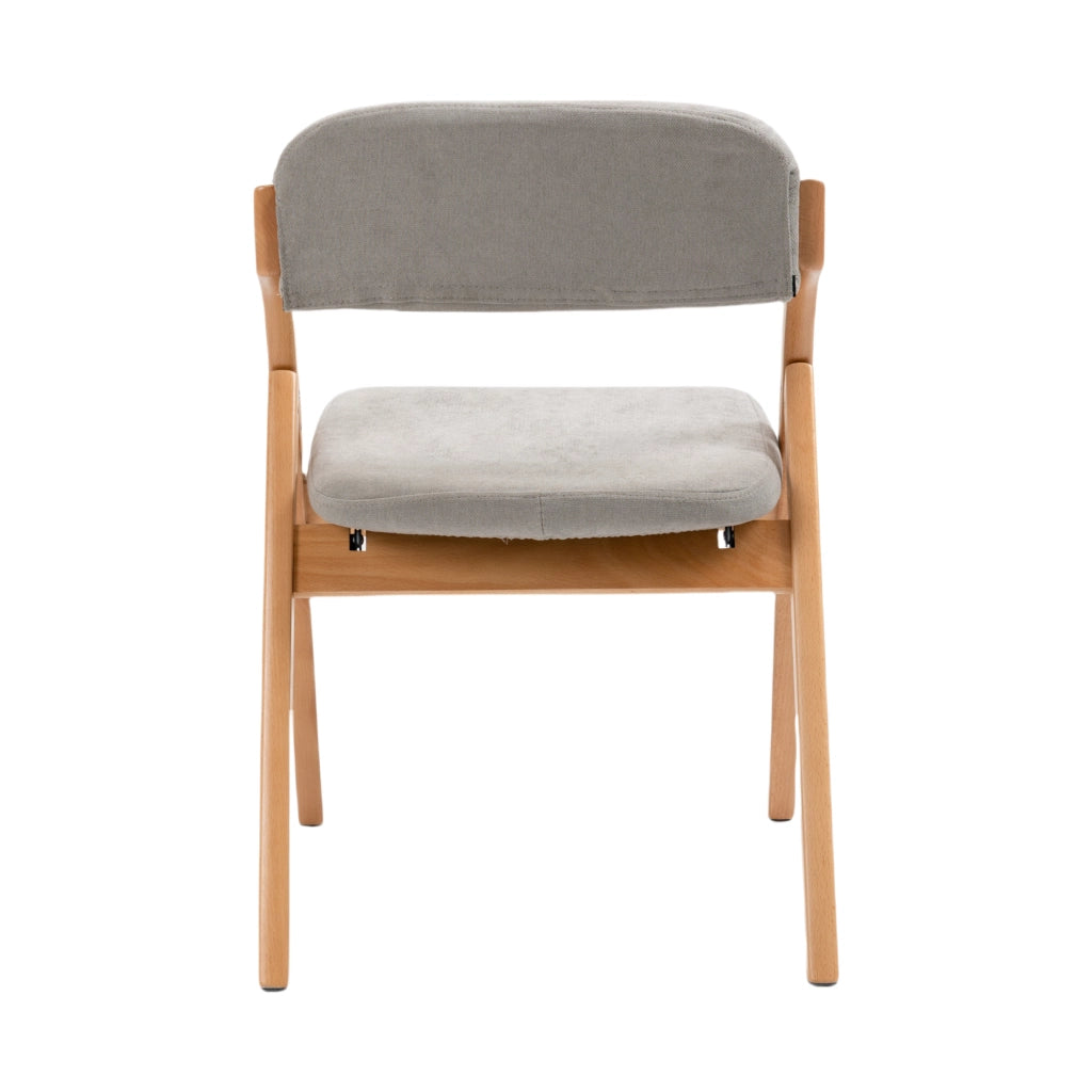 Set di 2 sedie da pranzo pieghevoli con seduta imbottita e fodera rimovibile in legno massello e tessuto grigio