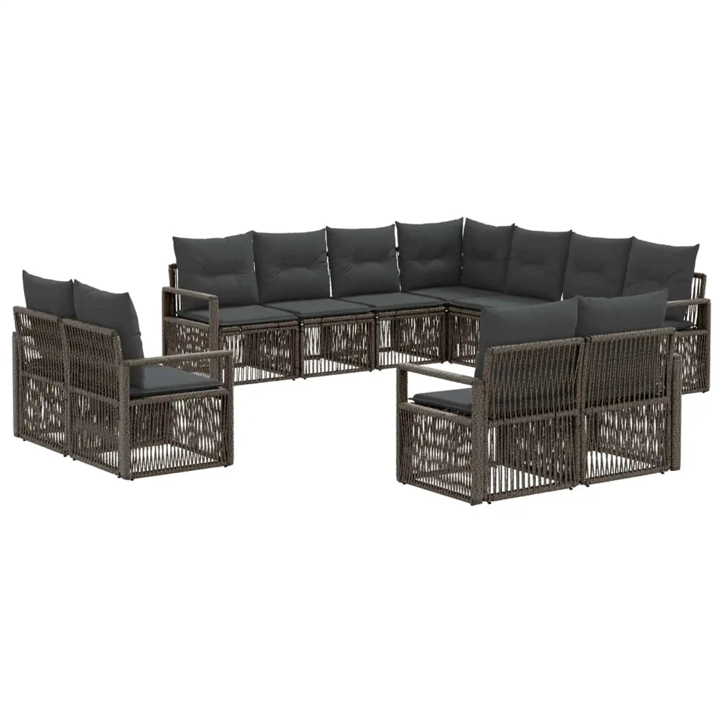 Set Divano da Giardino 11 pz Grigio polyrattan 3435881