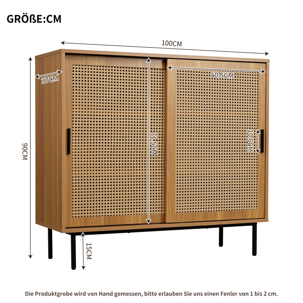 Credenza con Ante Scorrevoli e Ripiani ¨C MINIMAL ¨C Bianco, 100x90x37 cm