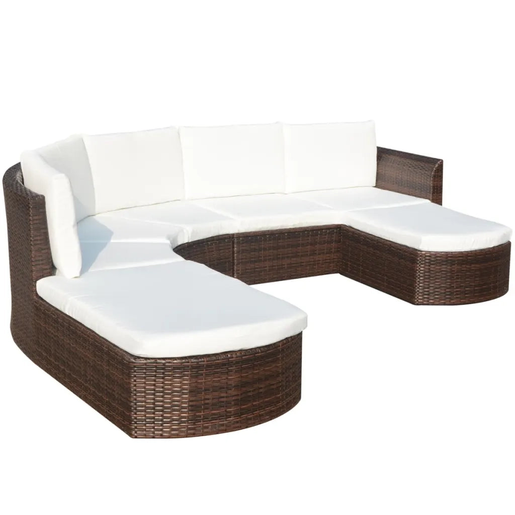 Set Divani da Giardino 4 pz con Cuscini in Polyrattan Marrone 43298
