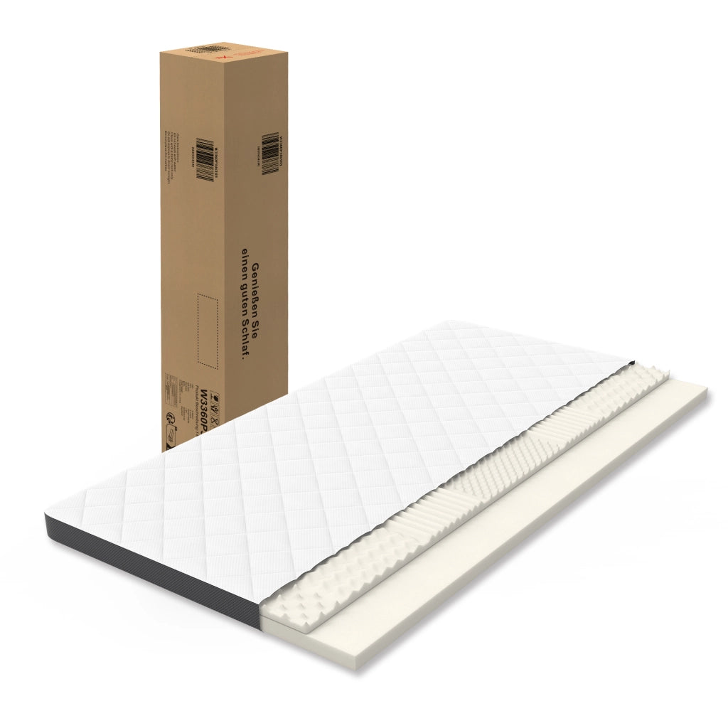 Materasso in schiuma con supporto a 7 zone e moduli ergonomici per camera da letto bianco e grigio