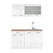 Vicco Cucina monoblocco Bianco lucido/bianco 140 cm , PL Rovere