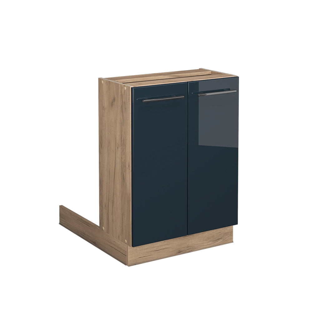 Mobili da cucina Fame-Line Blu scuro lucido/Rovere dorato 60 cm senza piano di lavoro Vicco