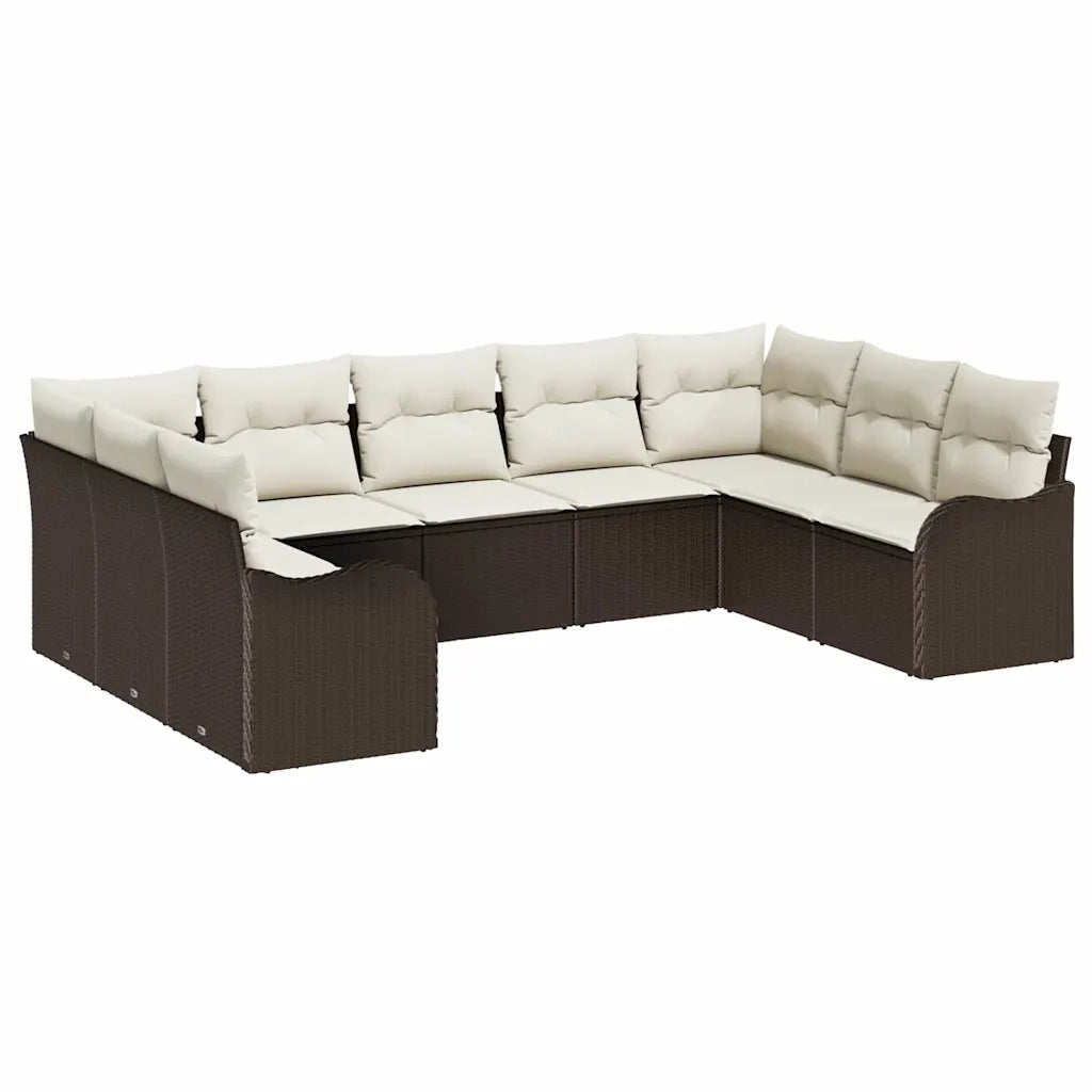 Set Divano da Giardino 9 pcs Marrone e bianco polyrattan 3354527