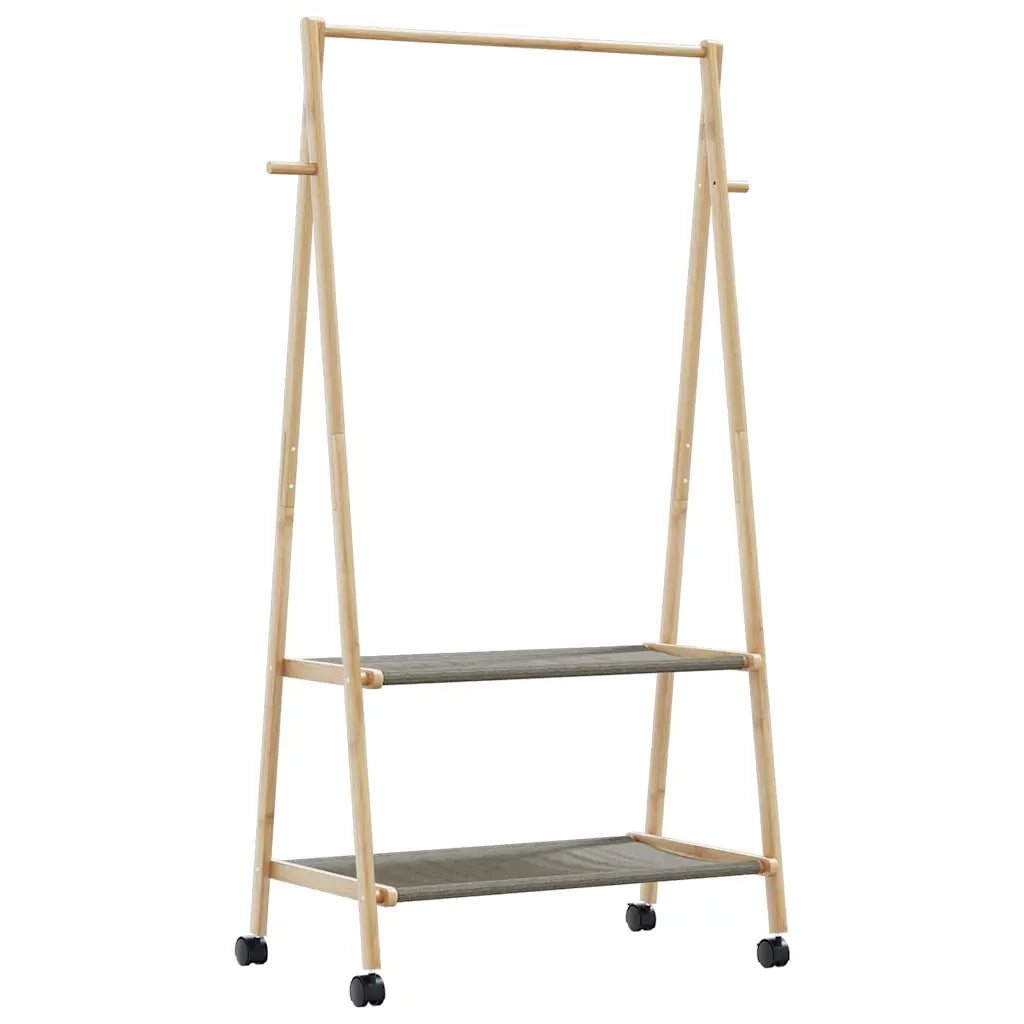 Appendiabiti con Ripiani e Ruote 96x45,5x155,5 cm in Bambù 4008909