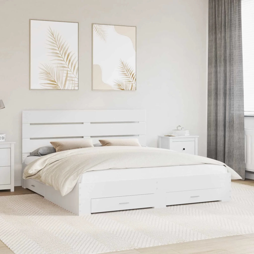 Letto matrimoniale | Letto per adulti | Struttura del letto Bianco 180 x 200 cm Legno multistrato