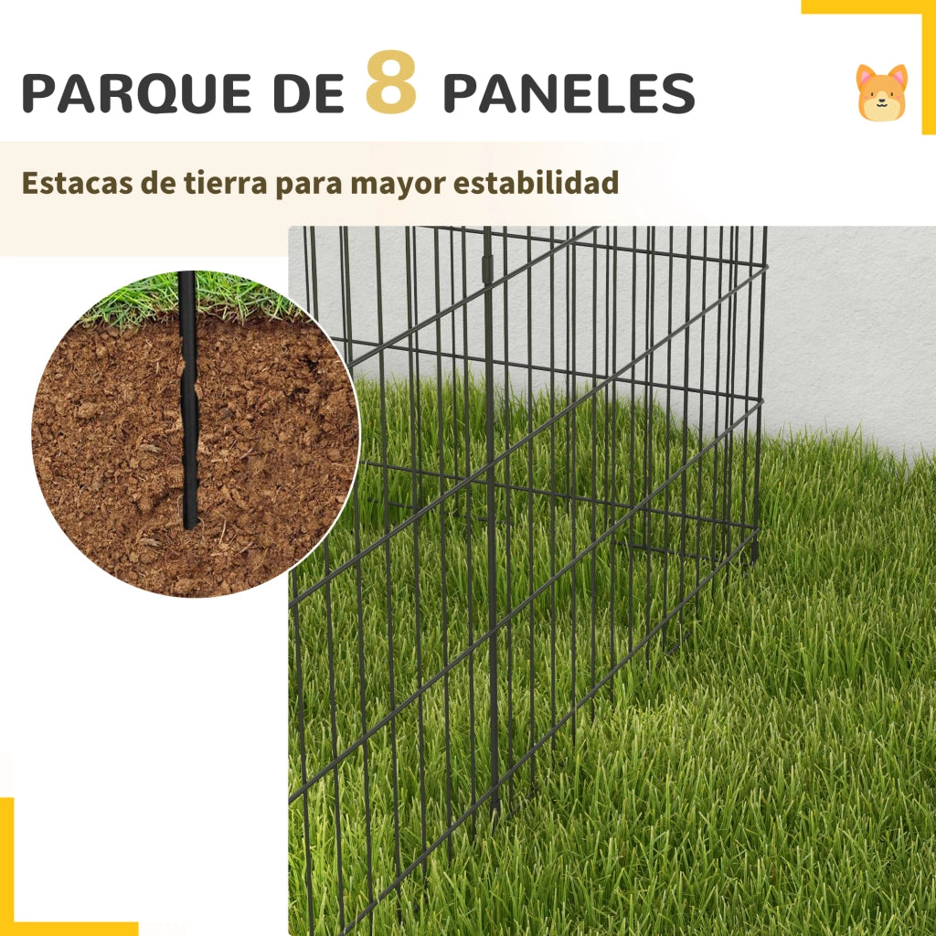 Recinto per Cani 8 Pannelli ¨C Minimal ¨C Nero 76x61 cm