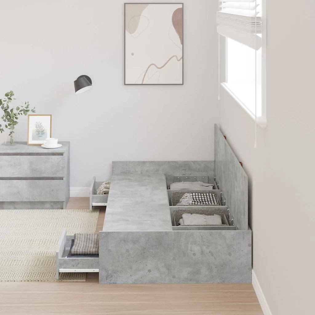 Struttura del letto con testiera-Giroletto con Testiera Grigio cemento 90 x 200 cm 827945